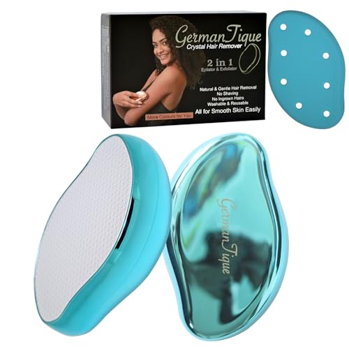 GERMANTIQUE Kristall-Haarradiergummi, natürlicher Kristall-Haarentferner, schmerzfreies Nanoglas-Haarentfernungsgerät, sanfter Kristall-Epilierer und Peeling für seidig glatte Haut(Aqua) von GERMANTIQUE