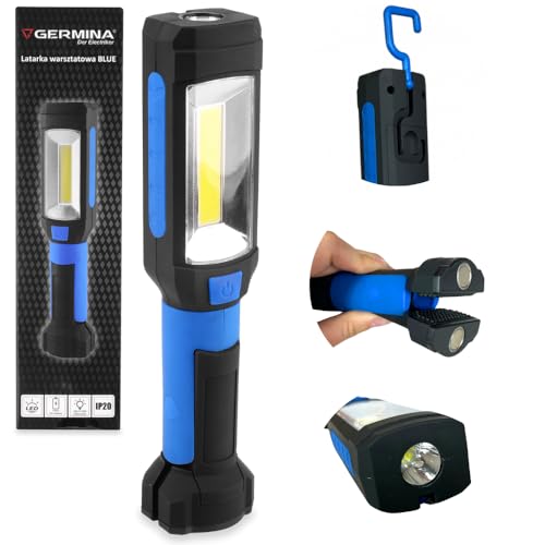 GERMINA DER ELECTRIKER Linterna LED de trabajo para taller con imán, batería y cabezal giratorio GERMINA DER ELECTRIKER Linterna LED de trabajo para taller con imán, batería y cabezal giratorio von GERMINA DER ELECTRIKER