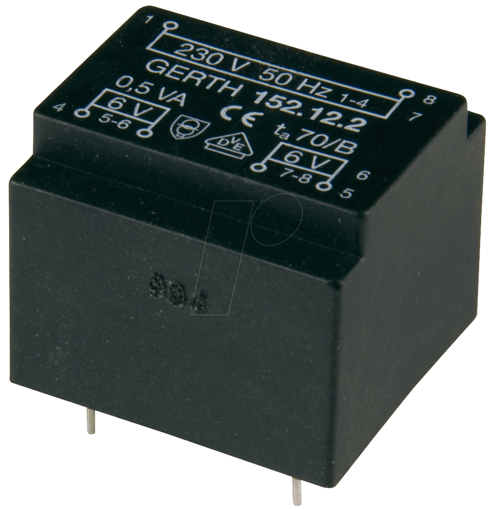 152.12-1 - Printtrafo, 0,5 VA, 12 V, 41,6 mA, RM 15 mm von GERTH