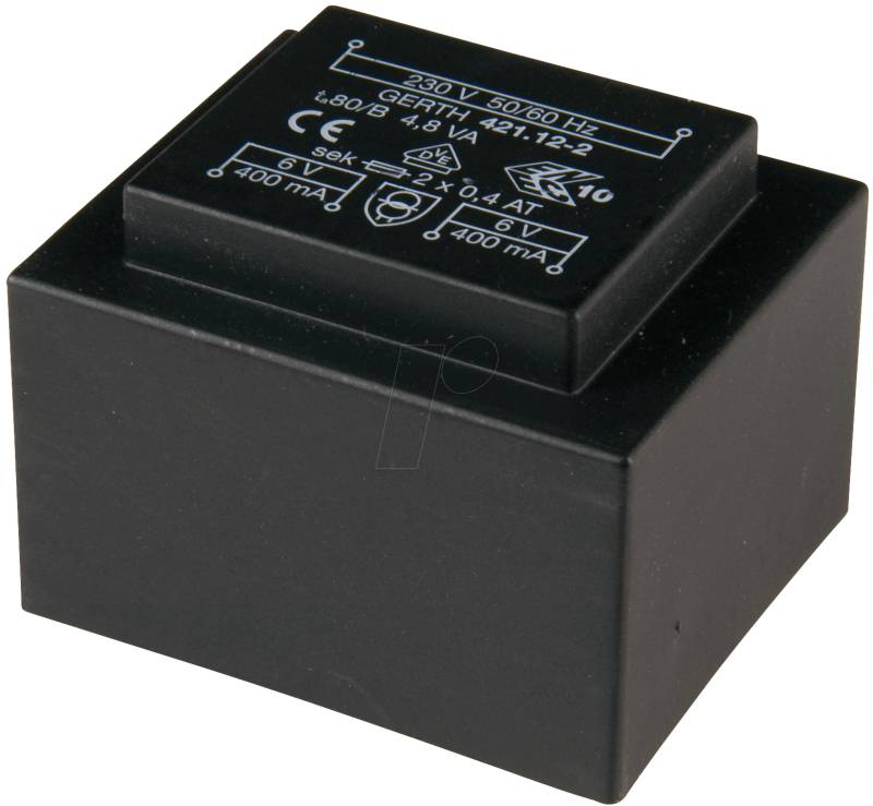 421.48-2 - Printtrafo, 4,8 VA, 2x 24 V, 2x 100 mA, RM 25 mm von GERTH