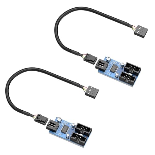 2 Stück Motherboard USB 2.0 9-poliger Header 1 auf 2 Verlängerungs-Hub-Splitter-Adapter – Konverter MB One USB 2.0 Buchse auf 2 Buchsen – 30 cm Kabel 9-poliger Stecker Adapter Port Multiplier 2 Stück Motherboard USB 2.0 9-poliger Header 1 auf 2 Verlängerungs-Hub-Splitter-Adapter – Konverter MB One USB 2.0 Buchse auf 2 Buchsen – 30 cm Kabel 9-poliger Stecker Adapter Port Multiplier von GERUI