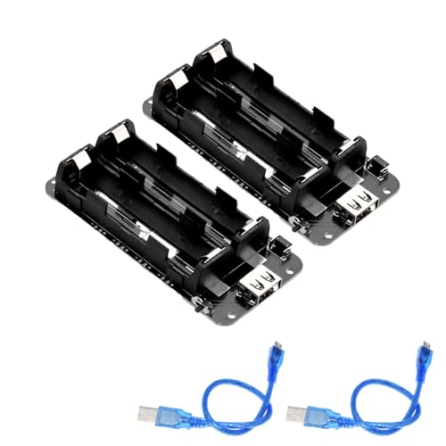 2 stück 18650 Battery Shield ESP32 5V/2A 3V/1A, Micro-USB Typ B & Typ C Anschluss, Battery Shield Board Micro Ladegerät, mit USB Kabel, Kompatibel mit Arduino, Raspberry Pi, Wemos 2 stück 18650 Battery Shield ESP32 5V/2A 3V/1A, Micro-USB Typ B & Typ C Anschluss, Battery Shield Board Micro Ladegerät, mit USB Kabel, Kompatibel mit Arduino, Raspberry Pi, Wemos von GERUI