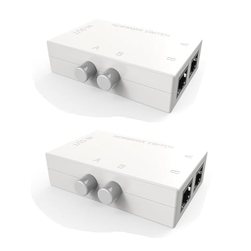 2 stück Netzwerk LAN Switch 2 Ports,2 Port Network Hub Internes und externes Netzwerk Switching Sharer Mini, RJ45 Netzwerk Key-Press Switch Splitter Selector Box, 2 in 1 Out oder 1 in 2 Out Typ von GERUI