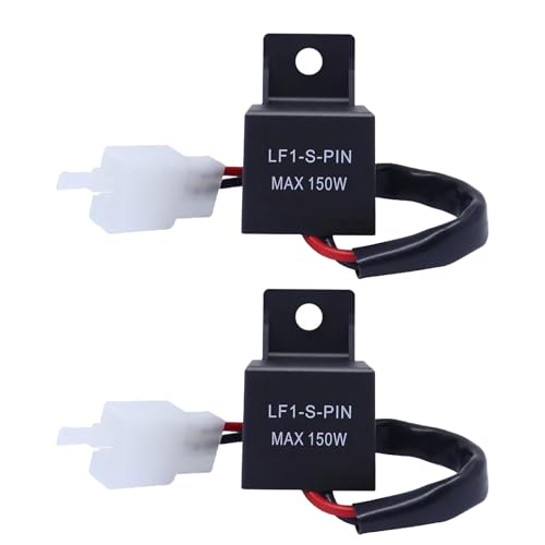 GERUI 2 Stück Blinker Relais,12V Motorrad 2 Polig, Universal Blinkrelais Lastunabhängig, Blinkfrequenzkontroll Relais, LF1-S-PIN Max150W Blinkerrelais für Motorrad Blinker Blinker (12V 2 Polig) von GERUI