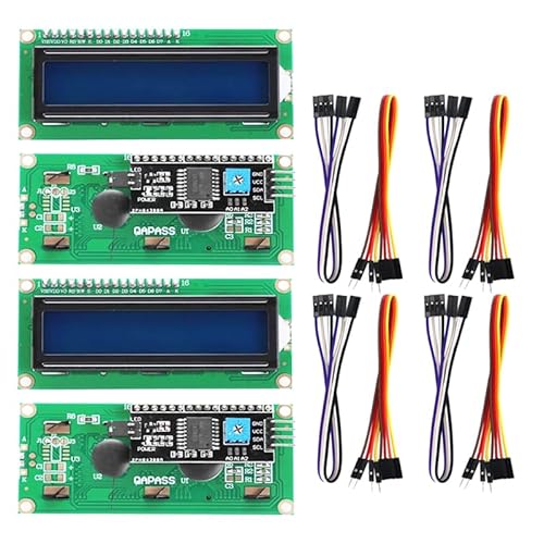 GERUI 4Pcs 1602 LCD-Modul IIC Schnittstelle LCD Blauer Bildschirm mit weißem Text Display Screen，kompatibel mit Arduino und für Raspberry Pi von GERUI