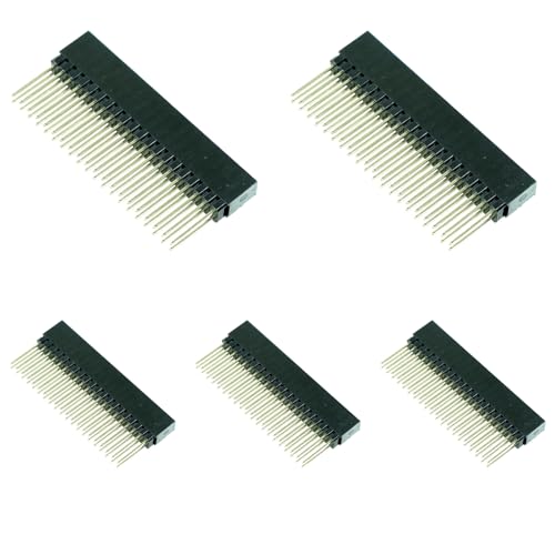 GERUI 5 stücke 2.54 mm Hoch Weiblich Zweireihig Kurze Stiftleiste 2.54 mm für Computer Steckbrett, Kompatibel Raspberry Pi 2/3/4/Zero Bonnets stapelbar zu Machen von GERUI