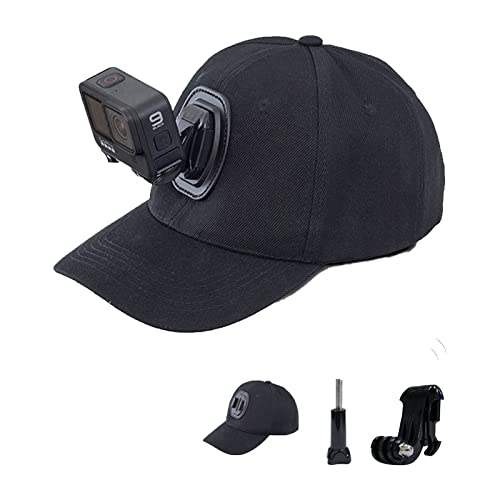 GERUI Baseballkappe mit Action-Kamera-Halterung, Baseballmütze mit J-Haken-Schnalle und 6,35 mm Schraube für alle GoPro, SJ und Xiaoyi Kameras - schwarz (schwarz) von GERUI