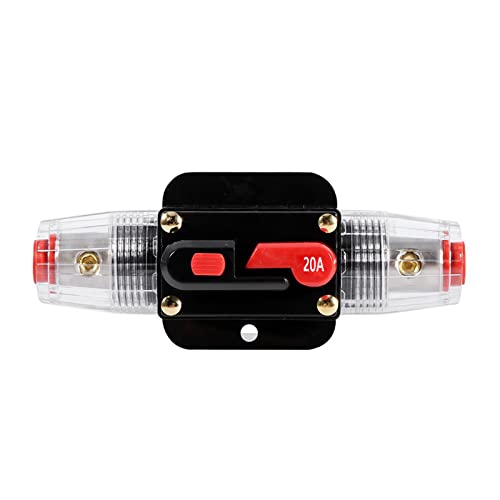 KFZ Sicherungshalter Automatiksicherungshalter 12V-24V DC Inline Auto Leistungsschalter Sicherung KFZ Manuellen Reset Schalter Auto Schutzschalter für Car Audio Solar Inverter Systemschutz (20A) von GERUI