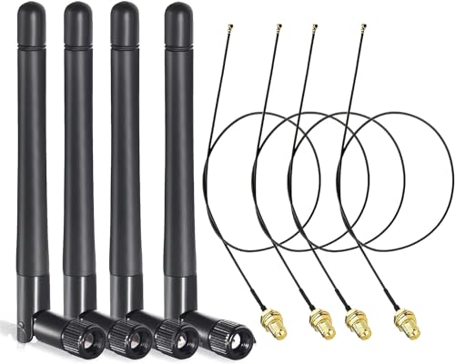 GERUI WLAN Antenne 2,4GHz 5GHz 5,8GHz 3dBi RP-SMA-Steckerantenne & 10cm U.FL IPX IPEX MHF4 zu RP-SMA Buchse Verlängerungskabel 4-Pack für M.2 NGFF Intel Wireless Netzwerkkarte WiFi Adapter Laptop GERUI WLAN Antenne 2,4GHz 5GHz 5,8GHz 3dBi RP-SMA-Steckerantenne & 10cm U.FL IPX IPEX MHF4 zu RP-SMA Buchse Verlängerungskabel 4-Pack für M.2 NGFF Intel Wireless Netzwerkkarte WiFi Adapter Laptop von GERUI