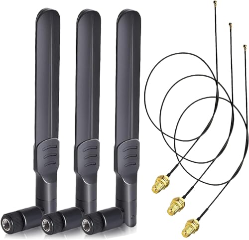 WLAN Antenne 2,4GHz 5GHz 5,8GHz 8dBi RP-SMA-Steckerantenne & 28cm U.FL IPX IPEX MHF4, Buchse Verlängerungskabel 3-Pack von GERUI