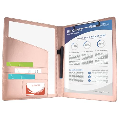 GES Klemmbrett aus Leder, für Lebenslauf, Aufbewahrung, Klemmbrett, A4, Ordner für Business, Schule, Büro, Konferenz, Roségold GES Klemmbrett aus Leder, für Lebenslauf, Aufbewahrung, Klemmbrett, A4, Ordner für Business, Schule, Büro, Konferenz, Roségold von GES