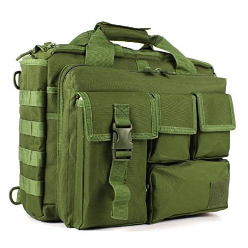GES Multifunktion Herren Militärische Taktische Nylon Schulter Laptop Umhängetasche Aktentasche Handtaschen Laptop Tasche Schultasche Große Genug für 15.6"Laptop/Kamera (Grün) von GES