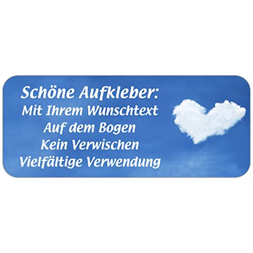 Adress-Etiketten - Adress-Aufkleber"Wolke 7" mit Ihrem Wunschtext, 160 Stück, ca. 56 x 23 mm, für 1 bis 5 Zeilen Text von GESCHENKE-MIT-NAMENde