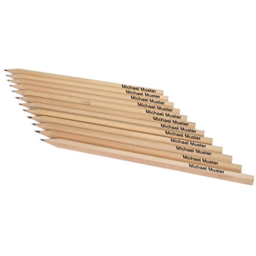 Natur-Bleistifte mit Namenseindruck auf jedem Stift, 12 Stück von GESCHENKE-MIT-NAMENde