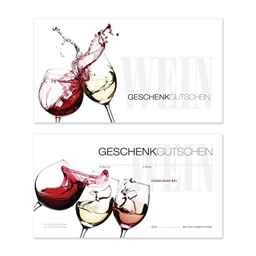 GESCHENKGUTSCHEINcom 25 Stk. Geschenkgutscheine zum Selbstausfüllen. Gutschein-Vordruck für Wein und Sekt Spirituosen. W1219 von GESCHENKGUTSCHEINcom by POS-HAUER