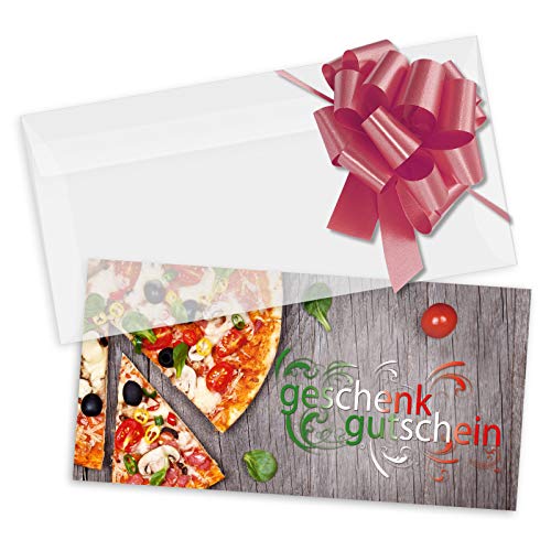 GESCHENKGUTSCHEINcom 25 Stk. Gutscheine mit Umschlag DIN-Lang. Gutscheinkarten für Italienisches Restaurant Pizzeria Gastronomie. G92000 von GESCHENKGUTSCHEINcom by POS-HAUER