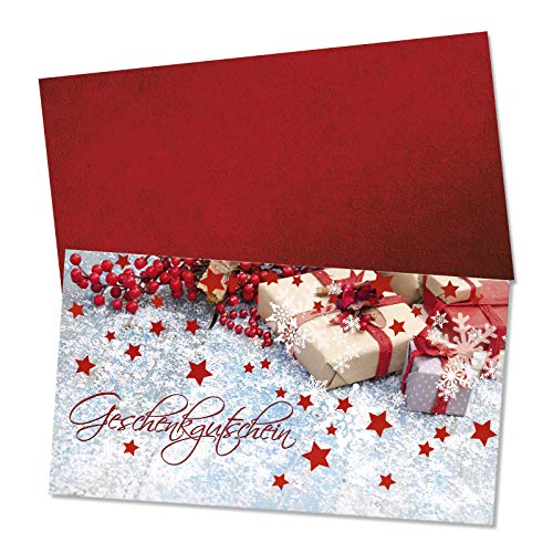 GESCHENKGUTSCHEINcom 50 Stk. Geschenkgutscheine mit Kuvert. Blanko-Gutscheine für Weihnachten für Firmen. X1298 von GESCHENKGUTSCHEINcom by POS-HAUER