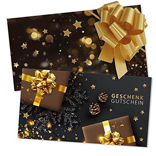 GESCHENKGUTSCHEINcom by POS-HAUER. Gutschein-Set. 10x Gutschein + Kuvert + Schleife. Für Weihnachten. Weihnachtsgutschein, blanko zum selber Ausfüllen. von GESCHENKGUTSCHEINcom by POS-HAUER