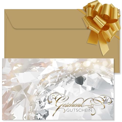 GESCHENKGUTSCHEINcom. 10 Formulare zum Erstellen eigener Gutscheine + Kuvert + Schleife, für Schmuckgeschäft Schmuckhandel. SC12212-10-V1 von GESCHENKGUTSCHEINcom by POS-HAUER