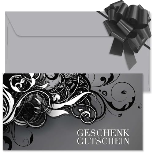 GESCHENKGUTSCHEINcom. 100 Formulare zum Erstellen eigener Gutscheine + Kuvert + Schleife, für Friseursalon Friseurzubehör Unternehmen. K12712-100-V1 von GESCHENKGUTSCHEINcom by POS-HAUER