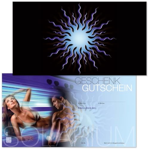 GESCHENKGUTSCHEINcom. 100 Formulare zum Erstellen eigener Gutscheine für Sonnenstudio Sonnenbank Spray-Tanning. SN1702-100-V1 von GESCHENKGUTSCHEINcom by POS-HAUER