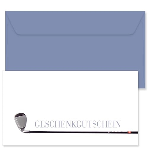 GESCHENKGUTSCHEINcom. 50 Formulare zum Erstellen eigener Gutscheinkarten + Kuvert, für Golf Golfbekleidung Golfsportgeschäfte. SP12151-50-V1 von GESCHENKGUTSCHEINcom by POS-HAUER