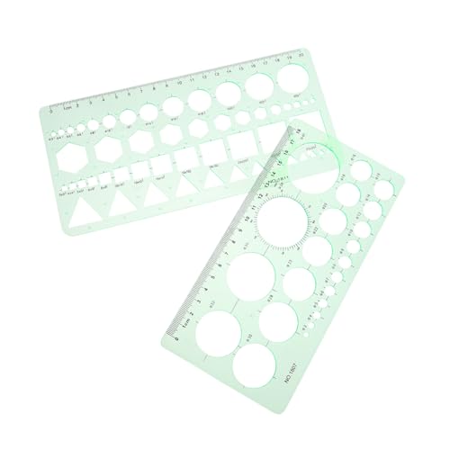 GETAJGHSD 2 Stück Transparente Zeichenschablone, Zeichen Rolllineal, Zeichenschablonen, Zeichenlineal, Geometrische Schablone, Linealvorlage, Möbelvorlagen, Kreisschablone, Kreislineal von GETAJGHSD