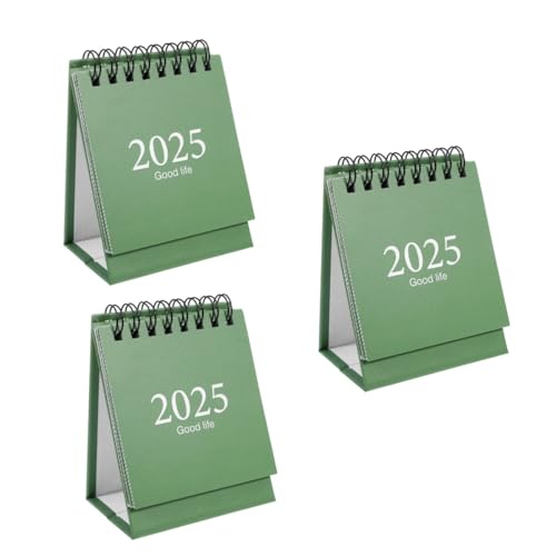 GETAJGHSD 3 Stück Tischkalender im schlichten Stil winzig Tischkalender 2025 Kalenderplaner Kalender für Tisch Kalender 2024/25 Standkalender Bürokalender kleiner Tischkalender Papier Grün von GETAJGHSD