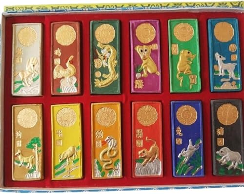 GETSTREE Tinte, Buchstaben, Tintenstift for Chinesisch, Kalligraphie- und Malübungen for Schüler, mit Tintenbox und zwölf farbigen Tintenstreifen mit Sternzeichen-Motiv von GETSTREE