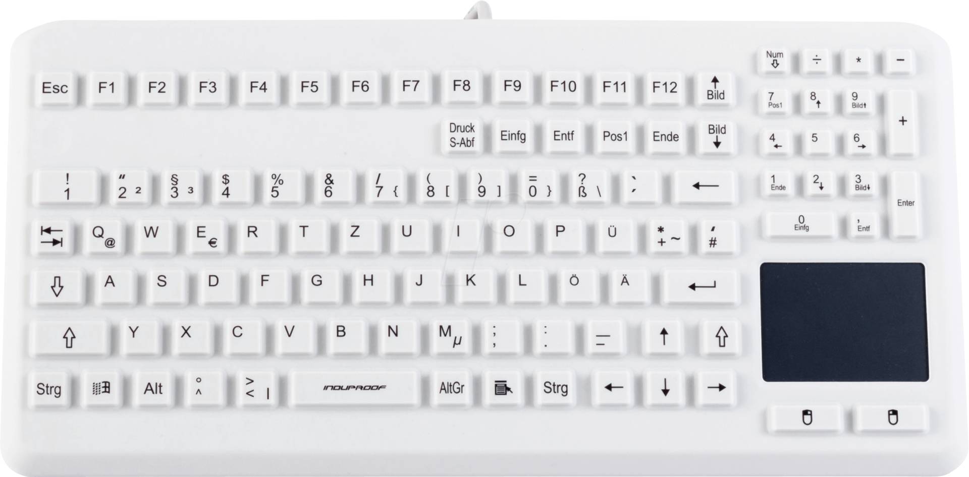 GETT KG17201 - Tastatur, USB, grau, IP68, desinfizierbar, Touchpad von GETT