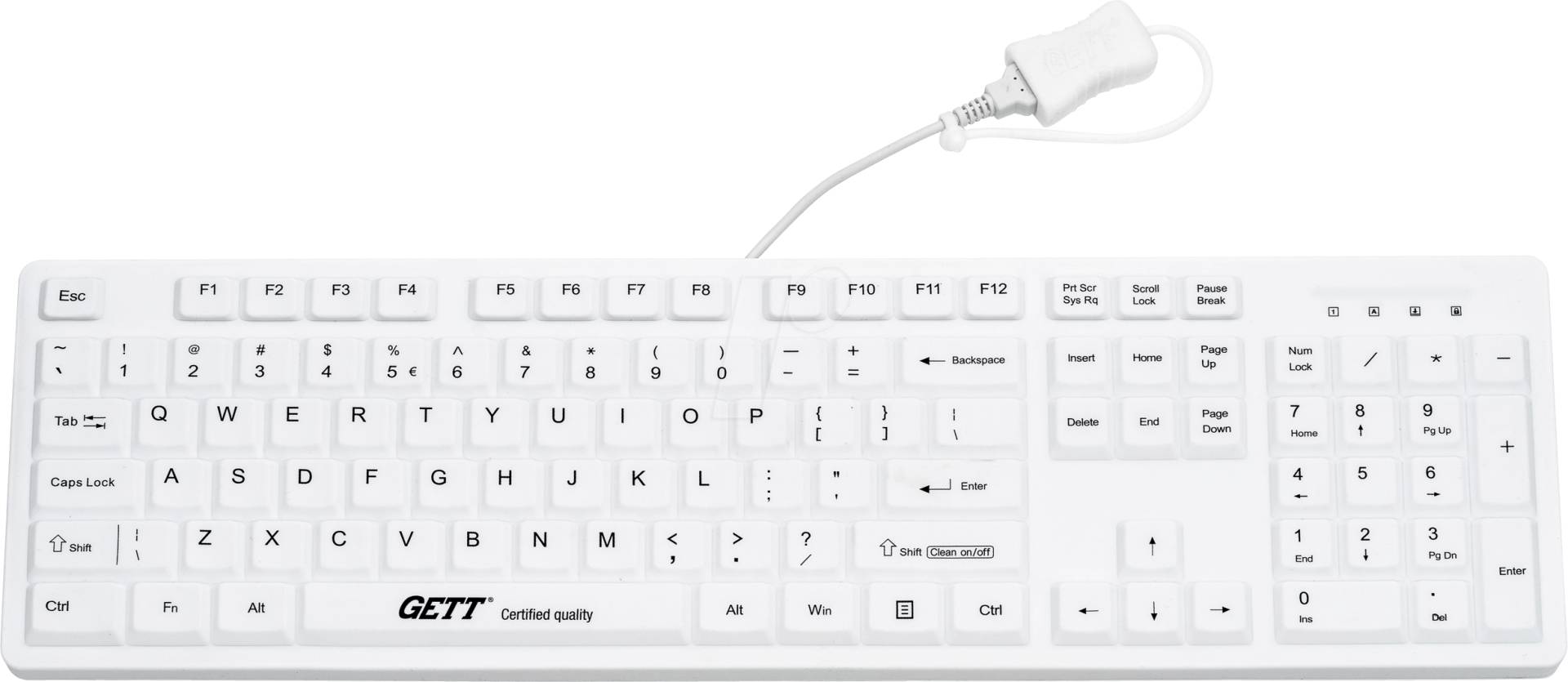 GETT KG25219 - Tastatur, USB, weiß, IP68, desinfizierbar von GETT