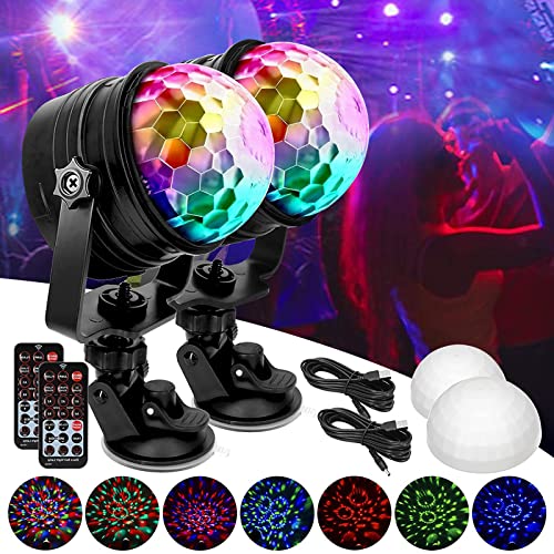 Discokugel Disco Licht, LED Partylicht Musikgesteuert 360° Drehung Ball Lights mit Fernbedienung und USB Kable, Zeitgesteuertes RGB Bühnenlicht für Weihnachts, Party, Abend, Geburtstags, Kinder von GETWHT