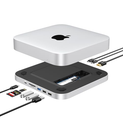 GEWOKLIY Mac Mini-Hub und Halterung mit SSD-Gehäuse für NVME/SATA M.2, Dock mit HDMI 4K, USB C Port 10 Gbit/s, USB A/C, TF/SD-Kartenleser für Mac Mini M1/M2 und Studio | Zubehör GEWOKLIY Mac Mini-Hub und Halterung mit SSD-Gehäuse für NVME/SATA M.2, Dock mit HDMI 4K, USB C Port 10 Gbit/s, USB A/C, TF/SD-Kartenleser für Mac Mini M1/M2 und Studio | Zubehör von GEWOKLIY