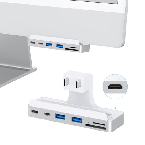 USB C Hub für iMac 24 Zoll (M1/M3) - Multiport-Adapter Mit 4K HDMI, Type-C 10Gbps, SD/TF-Kartenleser - Zubehör für 2021/2023 iMac von GEWOKLIY