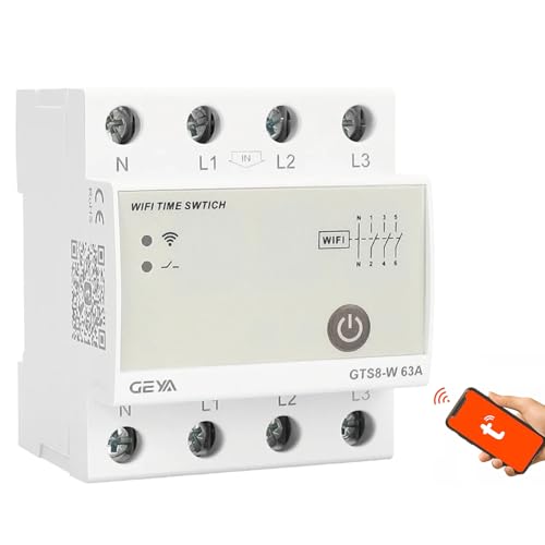 GEYA Intelligenter Wifi-Zeitrelais-Schalter Smart Home Drahtloser Fernbedienungsschalter von Tuya APP AC220V DIN-Schienen-Typ (4P-63A) von GEYA