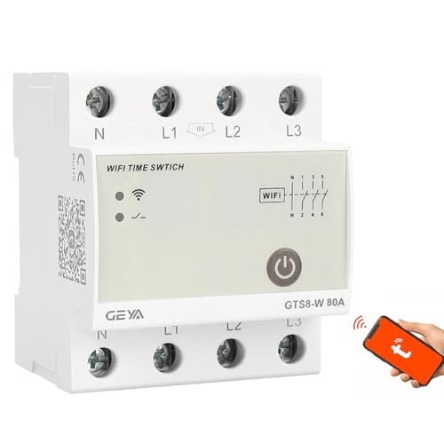 GEYA Intelligenter Wifi-Zeitrelais-Schalter Smart Home Drahtloser Fernbedienungsschalter von Tuya APP AC220V DIN-Schienen-Typ (4P-80A) von GEYA