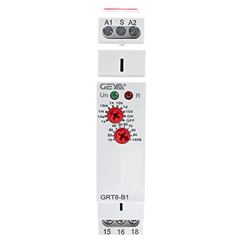 GEYA Verzögerungs-Ausschalten -Zeit-Relais 1-Ausgang 16A Elektronische Verzögerung Ausschalten Einzelfunktions-Zeitschaltuhr-Verzögerungs-Relais-Schiene Modular 0,1s-10Tage (GRT8-B1,AC230V) von GEYA