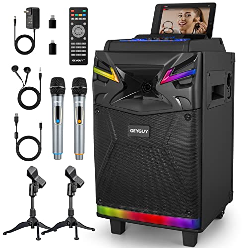 DSP Bluetooth Karaoke Maschine mit 2 mikrofonen Lautsprecher, 600W 10'' Subwoofer PA anlage, Live Streaming/Sound Effects/DJ Lights/FM Radio für YouTube, Tiktok GTSK10-1 DSP Bluetooth Karaoke Maschine mit 2 mikrofonen Lautsprecher, 600W 10'' Subwoofer PA anlage, Live Streaming/Sound Effects/DJ Lights/FM Radio für YouTube, Tiktok GTSK10-1 von GEYGUY