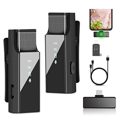 2er Lavalier Mikrofon iPhone/Android/iPad, Plug-Play Lavalier Mikrofon Wireless Ansteckmikrofon Kabellos Mini Mikrofon Handy Microphone mit Rauschunterdrückung, für Podcast, Streaming, YouTube, Vlog 2er Lavalier Mikrofon iPhone/Android/iPad, Plug-Play Lavalier Mikrofon Wireless Ansteckmikrofon Kabellos Mini Mikrofon Handy Microphone mit Rauschunterdrückung, für Podcast, Streaming, YouTube, Vlog von GEYUEYA Home