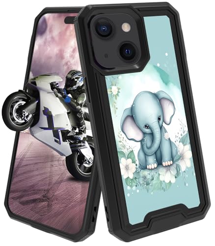 GFRGTFHYT Hybrid-Schutzhülle für iPhone 15 (2023), doppelschichtig, harter PC und weiches Silikon, mit niedlichem Elefantenblau-Design, robust, stoßfest, Schutzhülle für iPhone 15 (2023), 15,5 cm (6,1 von GFRGTFHYT