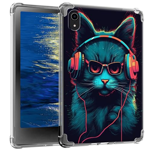 GFRGTFHYT Klare Schutzhülle für iPad 10. Generation 10.9 Zoll (2023/2022 Release) Slim Lightweight Soft TPU Transparent Silikon Schutzhülle Back Cover Case für iPad 10th Gen 2022, Katze mit Kopfhörer von GFRGTFHYT