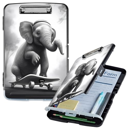 GFRGTFHYT Klemmbrett mit Aufbewahrung, Elefant, hohe Kapazität, Aufbewahrung, Klemmbrett mit Stifthalter, seitliche Öffnung, Kunststoff-Klemmbretter, strapazierfähig, Still-Klemmbretter, faltbar, A4 GFRGTFHYT Klemmbrett mit Aufbewahrung, Elefant, hohe Kapazität, Aufbewahrung, Klemmbrett mit Stifthalter, seitliche Öffnung, Kunststoff-Klemmbretter, strapazierfähig, Still-Klemmbretter, faltbar, A4 von GFRGTFHYT