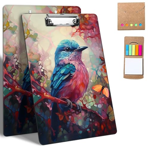 GFRGTFHYT Kunststoff-Klemmbretter, 9 x 12,5 cm Klemmbretter mit niedrigem Profil-Clip, niedliches Klemmbrett, A4, Briefgröße mit Notizen für Klassenzimmer, Büro, Studenten, Frauen, Kinder, Kunstvogel GFRGTFHYT Kunststoff-Klemmbretter, 9 x 12,5 cm Klemmbretter mit niedrigem Profil-Clip, niedliches Klemmbrett, A4, Briefgröße mit Notizen für Klassenzimmer, Büro, Studenten, Frauen, Kinder, Kunstvogel von GFRGTFHYT