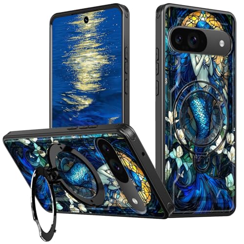 GFRGTFHYT Schutzhülle für Google Pixel 9/9 Pro, 16 cm (6,3 Zoll), eingebauter Ringhalter, Ständer, Hybrid-Abdeckung, strapazierfähig, stoßfest, vollständige Schutzhülle für Pixel 9 und 9 Pro 2024, Art von GFRGTFHYT