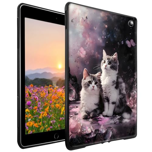 GFRGTFHYT Schutzhülle für Kindle Fire HD 10 & HD 10 Plus Tablet (11. Generation, Version 2021), 25,7 cm (10,1 Zoll), schlank, leicht, weiches TPU-Silikon, stoßfest, niedliche rosa Katzen von GFRGTFHYT