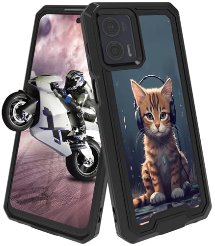 GFRGTFHYT Schutzhülle für Moto G 5G 2023 für Motorola G 5G 2023, Hybrid-Hülle, zweilagig, harter PC und weiches Silikon, strapazierfähig, stoßfest, Schutzhülle mit Katze mit Kopfhörer-Design für GFRGTFHYT Schutzhülle für Moto G 5G 2023 für Motorola G 5G 2023, Hybrid-Hülle, zweilagig, harter PC und weiches Silikon, strapazierfähig, stoßfest, Schutzhülle mit Katze mit Kopfhörer-Design für von GFRGTFHYT