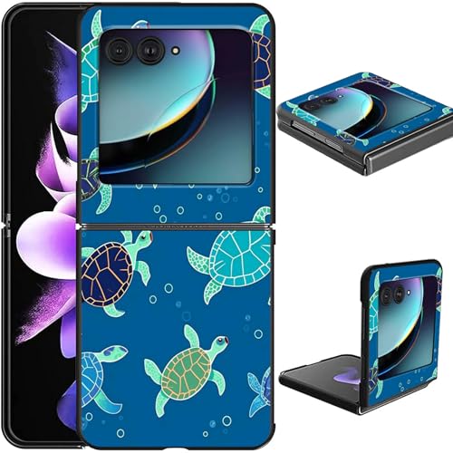 GFRGTFHYT Schutzhülle für Motorola Razr 2024 / Moto Razr 50, schlank, leicht, hart, Polycarbonat, Klapphülle mit niedlichem Meeresschildkröten-Design, stoßfeste Schutzhülle für Motorola Razr 50 5G von GFRGTFHYT
