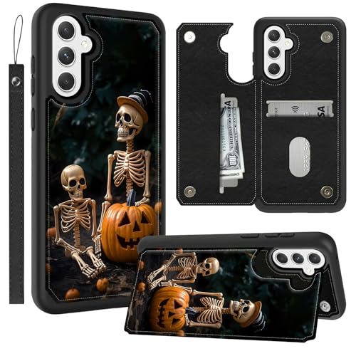 GFRGTFHYT Schutzhülle für Samsung Galaxy A05S, Motiv: Halloween, Totenkopf, menschliches Skelett, PU-Leder, Kartenhalter, Handschlaufe, Magnetverschluss, Ständer, Flip, stoßfest, für Samsung A05S 6,7 GFRGTFHYT Schutzhülle für Samsung Galaxy A05S, Motiv: Halloween, Totenkopf, menschliches Skelett, PU-Leder, Kartenhalter, Handschlaufe, Magnetverschluss, Ständer, Flip, stoßfest, für Samsung A05S 6,7 von GFRGTFHYT