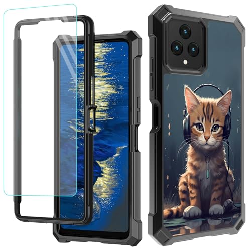 GFRGTFHYT Schutzhülle für T-Mobile Revvl 6 5G, mit Displayschutz aus gehärtetem Glas, für Damen und Herren, stoßfest, robust, Hybrid-Schutzhülle für Revvl 6 5G, Katze mit Kopfhörern GFRGTFHYT Schutzhülle für T-Mobile Revvl 6 5G, mit Displayschutz aus gehärtetem Glas, für Damen und Herren, stoßfest, robust, Hybrid-Schutzhülle für Revvl 6 5G, Katze mit Kopfhörern von GFRGTFHYT