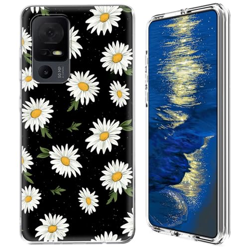 GFRGTFHYT Schutzhülle für TCL 40 XE 5G (16,7 cm (6,6 Zoll), transparent, Hybrid-Hülle, transparent, weiches Silikon, TPU, harte PC-Schutzhülle für TCL 40XE 5G 2023 (16,7 cm), niedliche Blumen von GFRGTFHYT